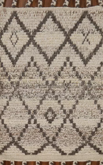 Striped Wool Geometric Moroccan Oriental Rug 2x3