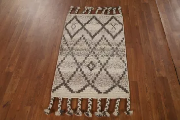 Striped Wool Geometric Moroccan Oriental Rug 2x3