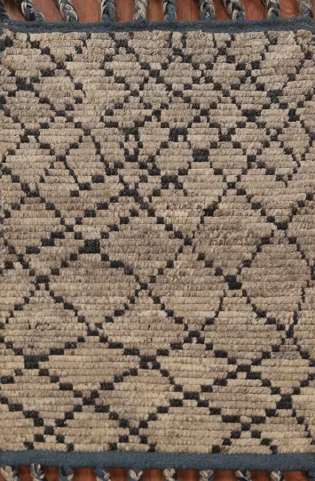 Striped Wool Brown Moroccan Oriental Rug 2x3