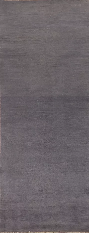 Gray Blue Wool Gabbeh Modern Runner Rug 3x10