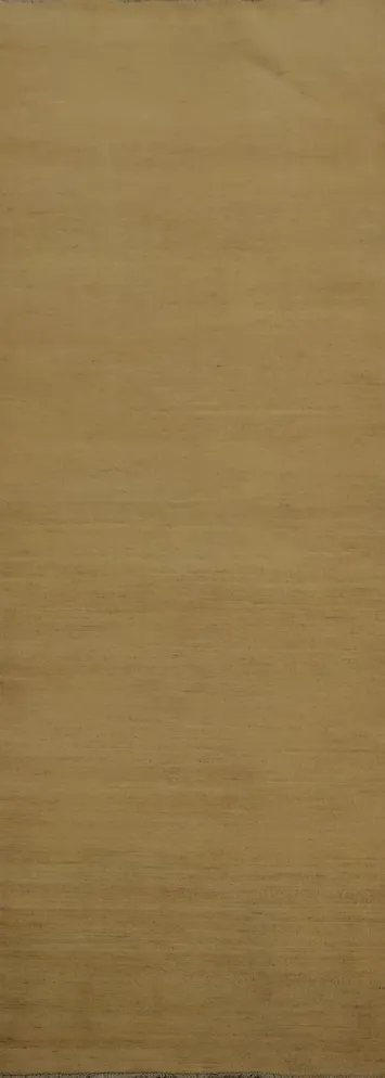 Elegant Solid Color Light Gold Gabbeh Runner Rug 3x10