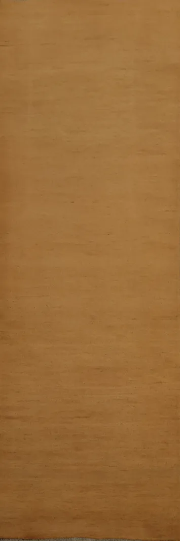 Elegant Plain Solid Orange Gabbeh Runner Rug 3x10