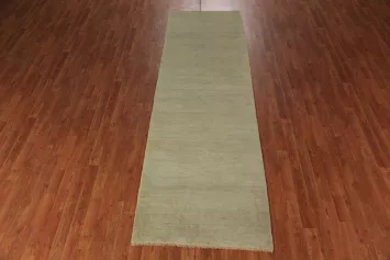Light Green Modern Gabbeh Wool Runner Rug 3x10