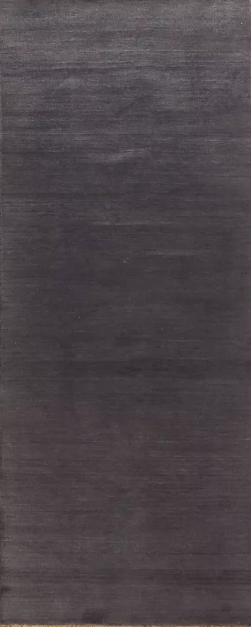 Modern Gray Gabbeh Wool Runner Rug 3x10