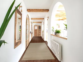 Beige Modern Gabbeh Wool Runner Rug 3x10