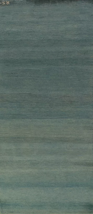 Blue & Green Modern Gabbeh Wool Runner Rug 3x10