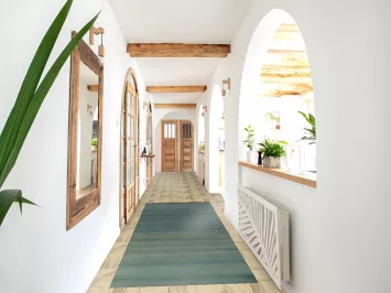 Blue & Green Modern Gabbeh Wool Runner Rug 3x10