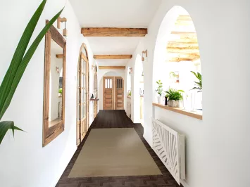 Beige Modern Gabbeh Wool Runner Rug 3x10