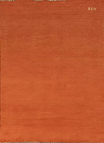 Orange Gabbeh Modern Wool Accent Rug 4x6