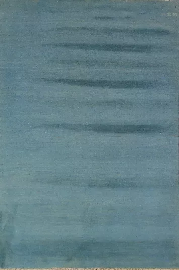 Light Blue Gabbeh Modern Wool Accent Rug 4x6