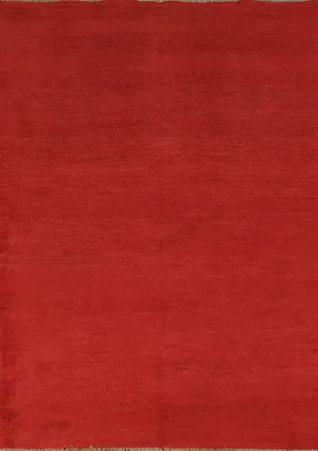 Solid Red Gabbeh Modern Wool Accent Rug 4x6