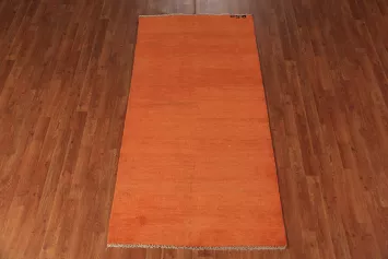 Orange Wool Gabbeh Oriental Runner Rug 3x7