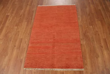 Modern Orange Gabbeh Oriental Accent Rug 3x4