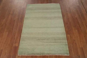 Light Green Striped Wool Gabbeh Oriental Accent Rug 3x4