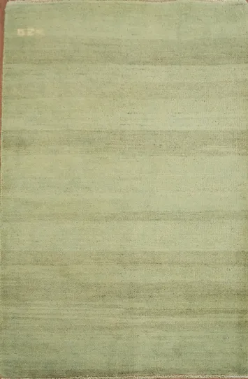 Light Green Striped Wool Gabbeh Oriental Accent Rug 3x4
