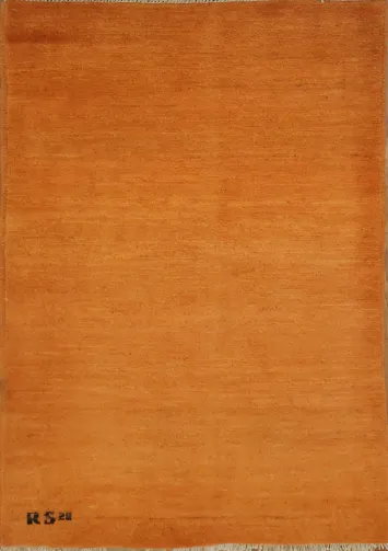 Modern Orange Gabbeh Oriental Accent Rug 3x4