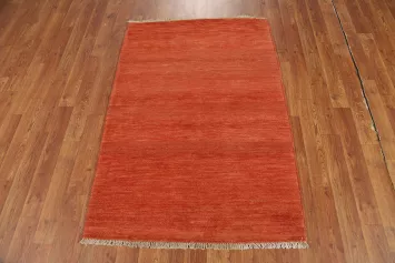 Contemporary Wool Orange Gabbeh Oriental Accent Rug 3x4