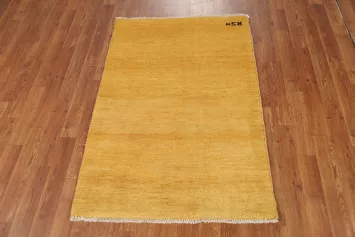 Yellow Wool Gabbeh Modern Accent Rug 3x4