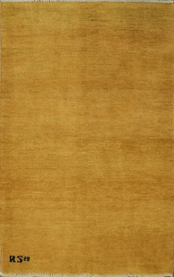 Yellow Wool Gabbeh Modern Accent Rug 3x4