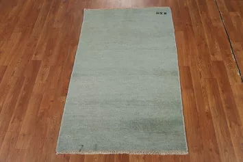 Handmade Green Gabbeh Modern Wool Foyer Rug 3x4