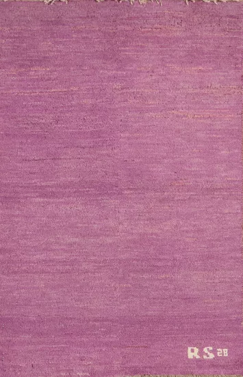 Purple Wool Handmade Gabbeh Oriental Rug 2x3