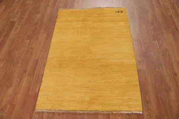 Yellow Gold Gabbeh Modern Wool Foyer Rug 3x4