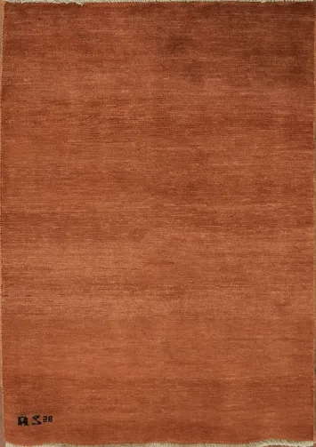 Orange Gabbeh Modern Wool Foyer Rug 3x4