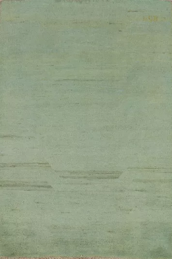 Handmade Green Wool Gabbeh Accent Modern Rug 4x5