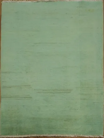 Handmade Green Wool Gabbeh Accent Modern Rug 4x5