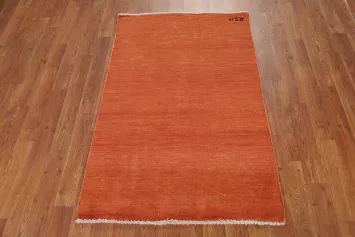 Orange Wool Gabbeh Oriental Foyer Rug 3x4