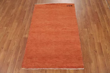 Orange Wool Gabbeh Modern Foyer Rug 3x4
