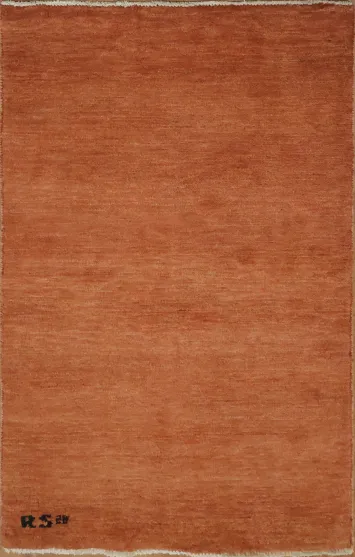 Orange Wool Gabbeh Modern Foyer Rug 3x4