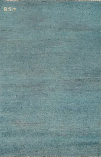 Light Blue Handmade Gabbeh Modern Wool Foyer Rug 3x4
