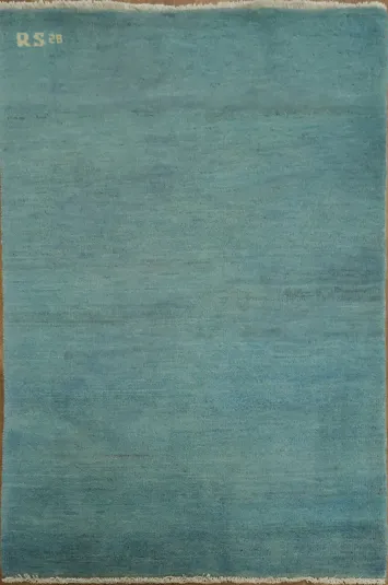 Light Blue Handmade Gabbeh Modern Wool Foyer Rug 3x4
