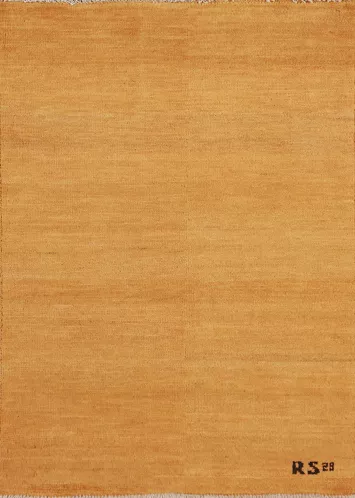 Yellow Rust Wool Gabbeh Modern Wool Foyer Rug 3x4