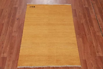 Yellow Rust Wool Gabbeh Modern Wool Foyer Rug 3x4