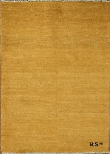 Yellow Rust Wool Gabbeh Modern Wool Foyer Rug 3x4