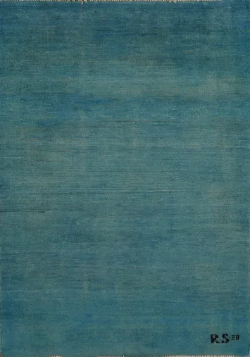 Blue & Green Gabbeh Modern Wool Foyer Rug 3x4