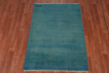 Blue & Green Gabbeh Modern Wool Foyer Rug 3x4