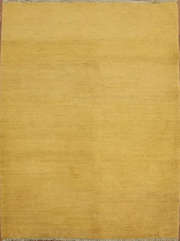 Modern Gold Solid Gabbeh Oriental Rug 3x5