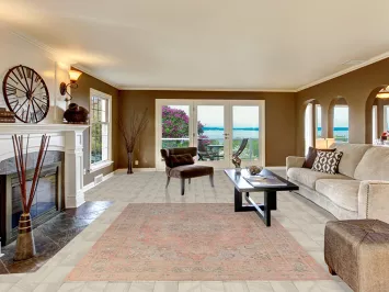 Pink Wool Medallion Mashad Persian Area Rug 6x9