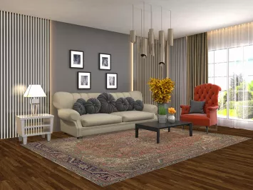 Geometric Wool Tabriz Persian Area Rug 7x10