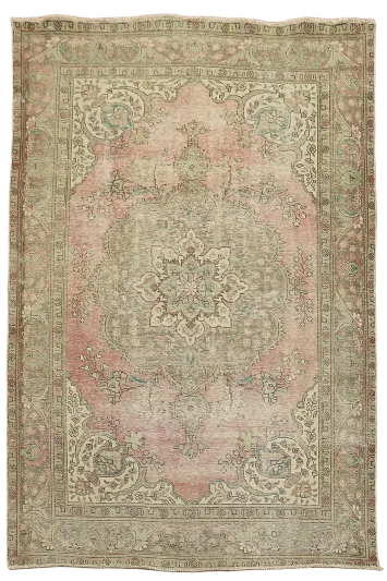 Handmade Pink Wool Tabriz Persian Area Rug 6x9