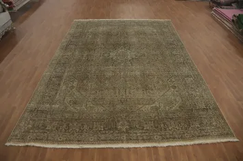 Distressed Wool Tabriz Persian Area Rug 10x13