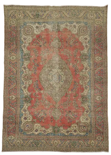 Vintage Distressed Tabriz Persian Large Rug 9'x13'