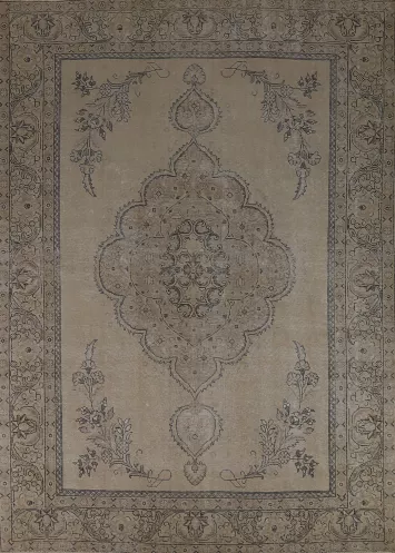 Geometric Wool Tabriz Persian Area Rug 10x13