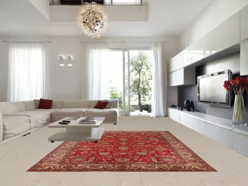 All-Over Floral Red Tabriz Persian Area Rug 10x13