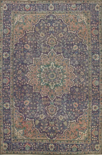 Vintage Floral Tabriz Persian Area Rug 7x10