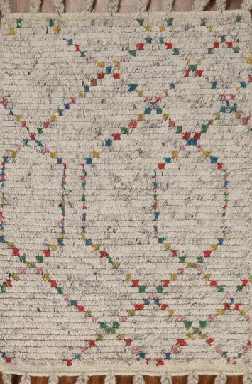 All-Over Striped Wool Moroccan Indian Rug 2x3