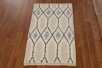 Geometric Wool Trellis Moroccan Indian Rug 2x3